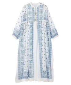 CRAFT STANDARD BOUTIQUE インド綿パネル柄ウエスト切り替えボリュームワンピース