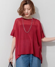 23区 ライトシアー フリルスリーブ ニット