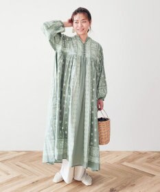 CRAFT STANDARD BOUTIQUE インド綿パネル柄ウエスト切り替えボリュームワンピース