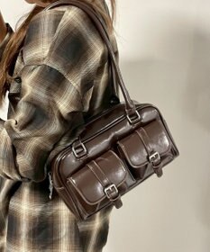 WEGO ベルト2ポケットデザインボストンバッグ