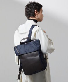 Y'SACCS リサイクルナイロン×カウレザー ラップリュック