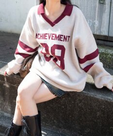 WEGO ナンバリングジャガードニット