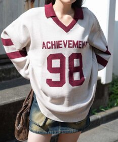 WEGO ナンバリングジャガードニット