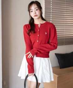 WEGO 【26年春新作】別注USPOLOケーブルニットカーデ