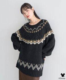 earth music&ecology 【予約】Disney/ミッキー刺繍ノルディックニットチュニック