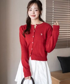 WEGO 【WEB限定/25年秋冬新作】別注USPOLOケーブルニットカーデ