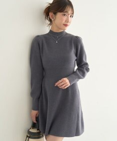earth music&ecology ウエストリブフレアニットミニワンピース
