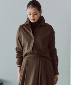 23区 【滝沢眞規子さん着用/VERY掲載/洗える】ウールミルドジャージー シャツ カーキ系