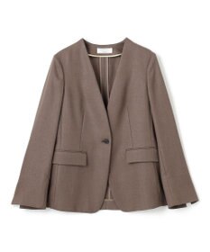 BEIGE， 【洗える】CAROLE / リネンライクノーカラーハーフ丈ジャケット