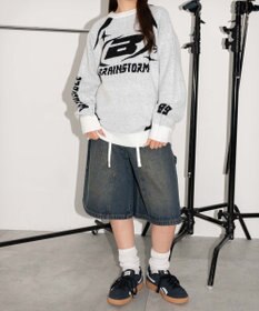 WEGO 配色スポーツグラフィックフラッフィーニットプルオーバー