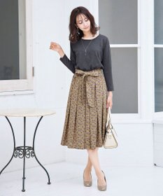 Tiaclasse 【洗える】1枚でコーディネートが決まる花柄ニットドッキングワンピース