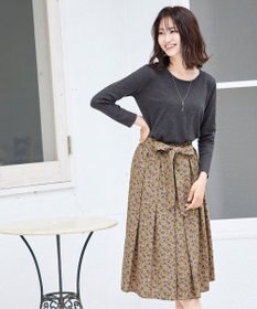 Tiaclasse 【洗える】1枚でコーディネートが決まる花柄ニットドッキングワンピース