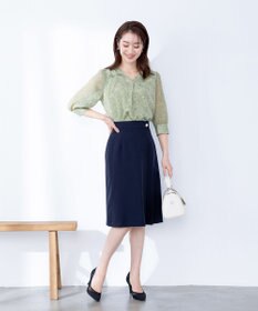 Tiaclasse L 【洗える】花柄Vネックブラウス