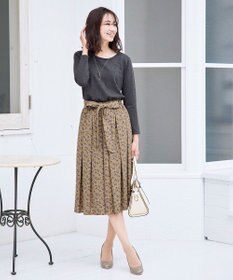 Tiaclasse 【洗える】1枚でコーディネートが決まる花柄ニットドッキングワンピース