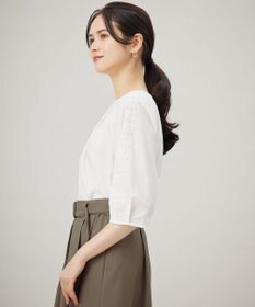 自由区 L 【洗える】エンブロイダリーブロードプルオーバー ブラウス