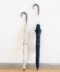 AND WOOL 〈一級遮光生地・晴雨兼用〉ボタニカル刺繍の日傘 （長傘タイプ）