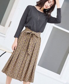 Tiaclasse 【洗える】1枚でコーディネートが決まる花柄ニットドッキングワンピース