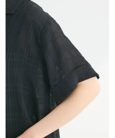 Green Parks シアーチェック開襟ブラウス