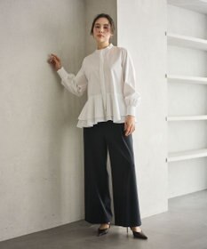 #Newans 【シワになりにくい/洗濯機可能】ダブルフリルヘムシャツ