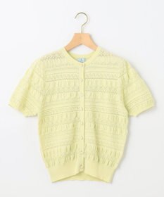 組曲 【WEB限定カラーあり】コットンポリエステル 編み柄カーディガン