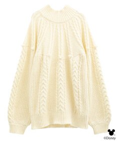 earth music&ecology 【予約】Disney/ポイントミッキーケーブルニット