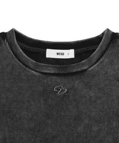 WEGO ヴィンテージウォッシュワンポイントリブT