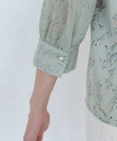 Tiaclasse L 【洗える】花柄Vネックブラウス