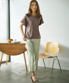 組曲 GIZAプレーティング天竺フリルスリーブ Tシャツ