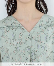 Tiaclasse L 【洗える】花柄Vネックブラウス