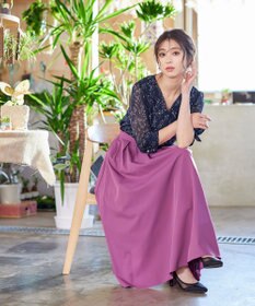 Tiaclasse L 【洗える】花柄Vネックブラウス