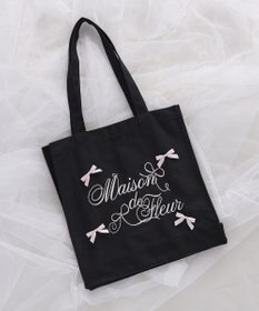 Maison de FLEUR リボンブランドロゴ刺繍スクエアトートバッグ