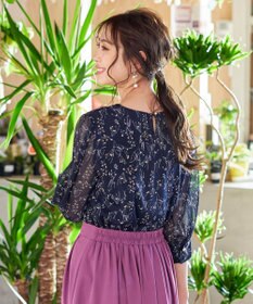 Tiaclasse L 【洗える】花柄Vネックブラウス