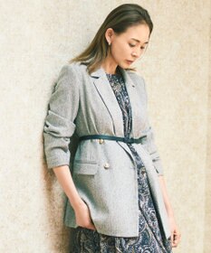 自由区 【SHIHOさん着用】シルクネップツイード ジャケット グレー