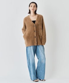 UNFILO ナイロンシャギー Vネックカーディガン