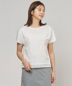 J.PRESS LADIES 【一枚で着映え】シアーエンブロイダリー カットソー