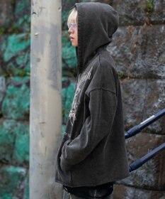 WEGO 【ユニセックス着用ITEM】ヴィンテージグラフィックキーネックプルパーカー