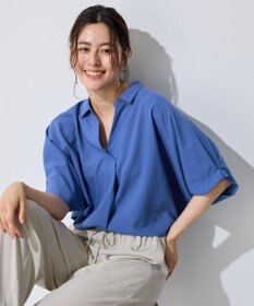 ANY 【新色追加】スキッパーネック袖タックブラウス