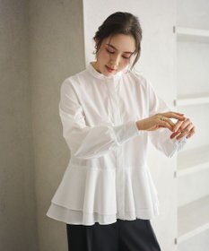 #Newans 【シワになりにくい/洗濯機可能】ダブルフリルヘムシャツ