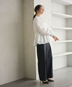 #Newans 【シワになりにくい/洗濯機可能】ダブルフリルヘムシャツ