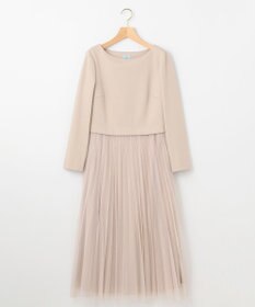 組曲 L 【WEB限定・KUMIKYOKU NAVY】ジャージーコンビ ギャザーチュール ワンピース