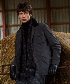 JOSEPH ABBOUD 【軽量】ワックスクロス ブルゾン ネイビー系