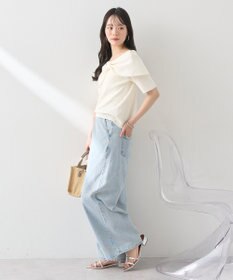 earth music&ecology リボン半袖ニットプルオーバー