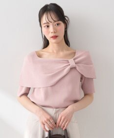 earth music&ecology リボン半袖ニットプルオーバー