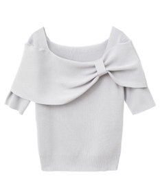 earth music&ecology リボン半袖ニットプルオーバー