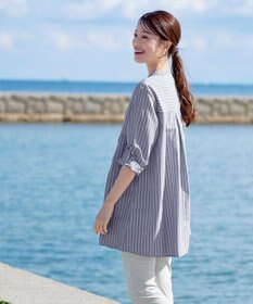 Tiaclasse 【新色追加・洗える】バンドカラーシャツチュニックブラウス