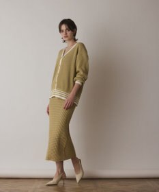 GRACE CONTINENTAL メッシュラインニットカーディガン