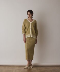 GRACE CONTINENTAL メッシュラインニットカーディガン