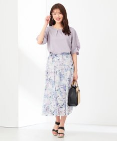 ANY SIS 【接触冷感・吸水速乾・UVケア】エアリードレープスムース タックスリーブ ブラウス