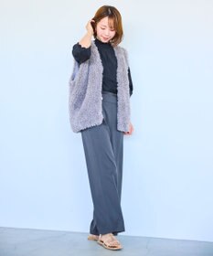 Feroux 【洗える】ウエストタックワイドパンツ