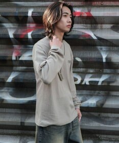 WEGO ワッフルグラフィックT（LS）